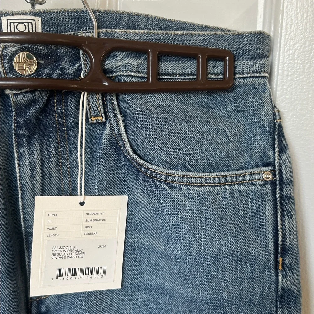 Toteme Regular Fit Slim Straight High Waist Jeans Vintage Wash 425 - Picture 8 of 10